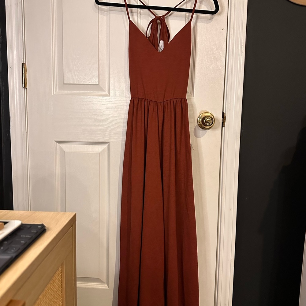 Elegant Rust Maxi Dress